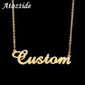Store1 אלקטרוניקה וכדומה Atoztide Customized Fashion Stainless Steel Name Necklace Personalized Letter Gold Choker Necklace Pendant Nameplate Gift