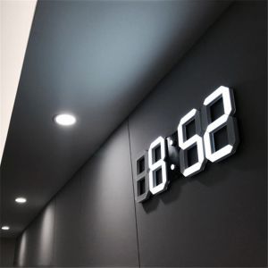 LED Digital Wall Clock with 3 levels Brightness Alarm Clock Wall Hanging Clock